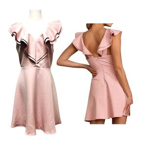 Lulu's Light Pink Divine Ruffle V-Neck Sleeveless Mini Dress Sz M